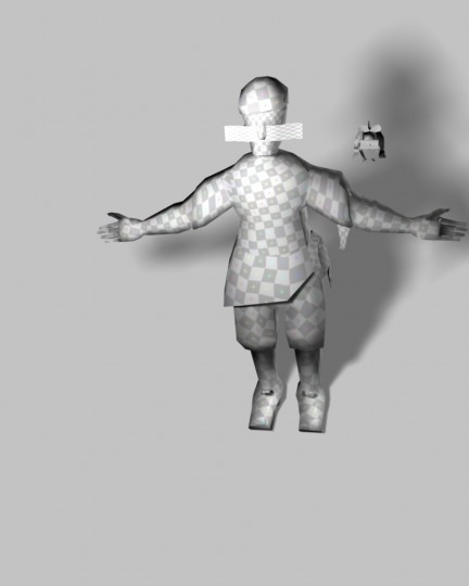 I modeled and unwrapped the guy and the mouse in 4½ hours. They're based on a piece of Fable 2 concept art.