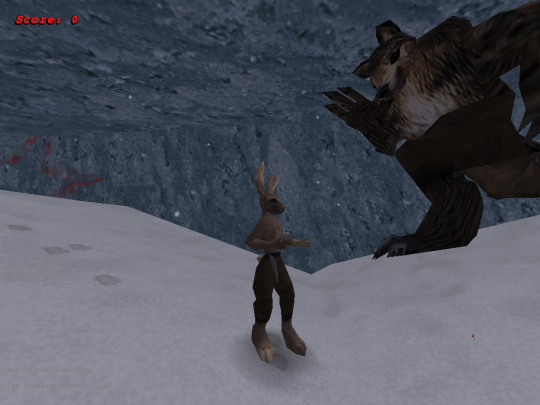 Rabbit next to huge Secret Wolf Police