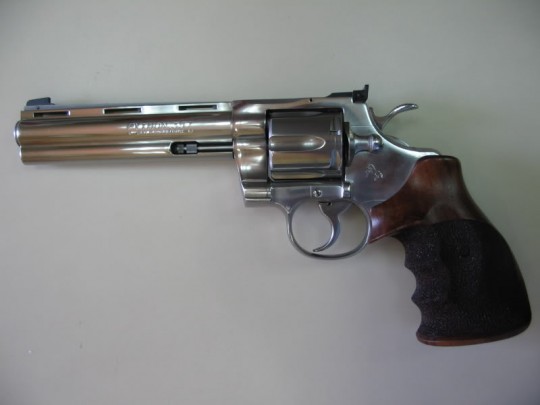 a 6 inch stainless steel 357 magnum colt python with wood grips. it would also be nice if was one of the guns with higher damage.